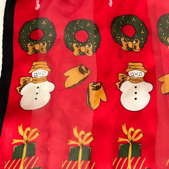 Red Silk Holiday Christmas Scarf - Picture 2 of 3